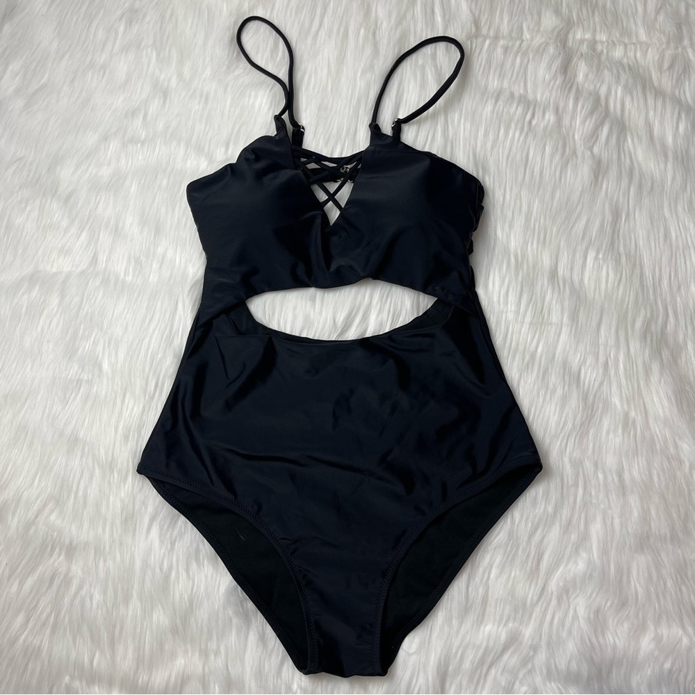 Choices Black Monokini One Piece Cut Out Swimsuit